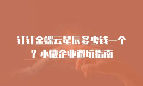 钉钉金蝶云星辰多少钱一个？小微企业避坑指南