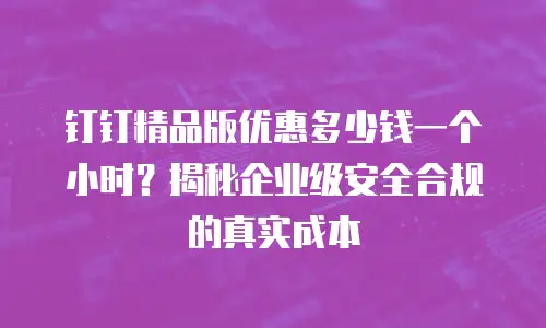 钉钉精品版优惠多少钱一个小时？揭秘企业级安全合规的真实成本