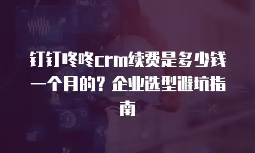 钉钉咚咚crm续费是多少钱一个月的？企业选型避坑指南