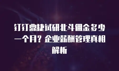 钉钉鼎捷试研北斗佣金多少一个月？企业薪酬管理真相解析