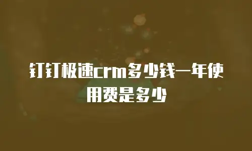 钉钉极速crm多少钱一年使用费是多少