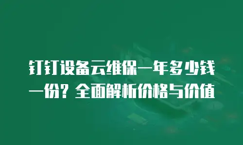 钉钉设备云维保一年多少钱一份？全面解析价格与价值