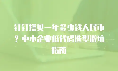 钉钉搭贝一年多少钱人民币？中小企业低代码选型避坑指南