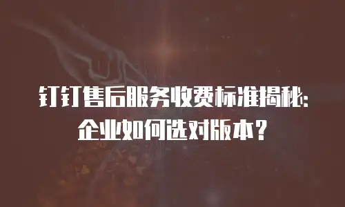 钉钉售后服务收费标准揭秘：企业如何选对版本？
