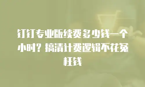 钉钉专业版续费多少钱一个小时？搞清计费逻辑不花冤枉钱