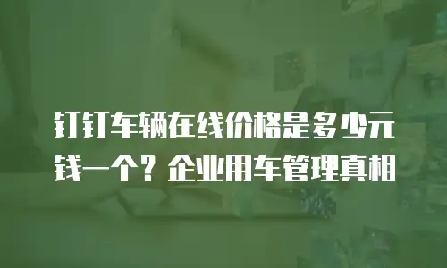 钉钉车辆在线价格是多少元钱一个？企业用车管理真相