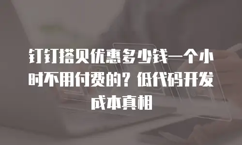钉钉搭贝优惠多少钱一个小时不用付费的？低代码开发成本真相