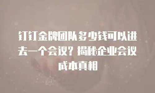 钉钉金牌团队多少钱可以进去一个会议？揭秘企业会议成本真相