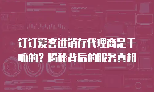 钉钉爱客进销存代理商是干嘛的？揭秘背后的服务真相