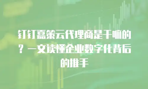 钉钉嘉策云代理商是干嘛的？一文读懂企业数字化背后的推手
