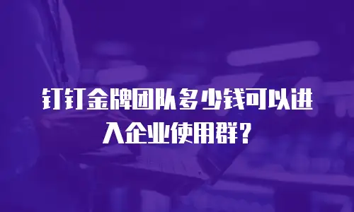 钉钉金牌团队多少钱可以进入企业使用群？