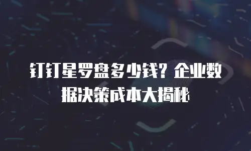 钉钉星罗盘多少钱？企业数据决策成本大揭秘