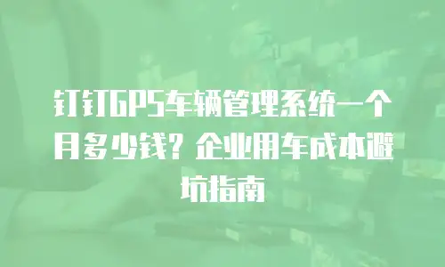 钉钉GPS车辆管理系统一个月多少钱？企业用车成本避坑指南