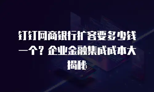 钉钉网商银行扩容要多少钱一个？企业金融集成成本大揭秘