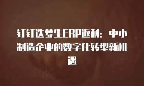 钉钉迭梦生ERP返利：中小制造企业的数字化转型新机遇