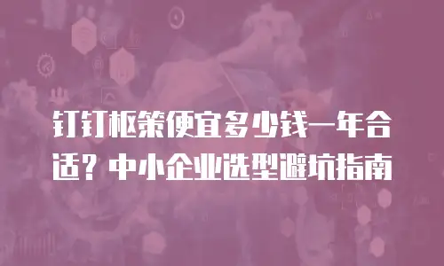 钉钉枢策便宜多少钱一年合适？中小企业选型避坑指南
