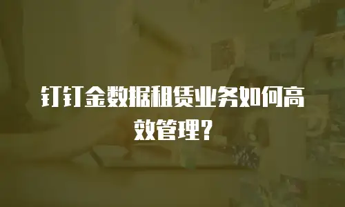 钉钉金数据租赁业务如何高效管理？
