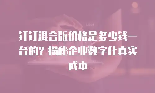 钉钉混合版价格是多少钱一台的？揭秘企业数字化真实成本