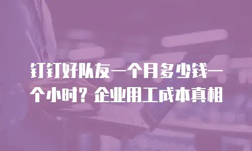 钉钉好队友一个月多少钱一个小时？企业用工成本真相