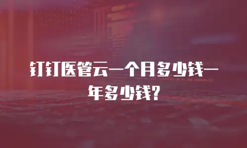 钉钉医管云一个月多少钱一年多少钱？