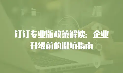 钉钉专业版政策解读：企业升级前的避坑指南