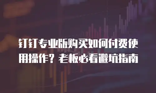 钉钉专业版购买如何付费使用操作？老板必看避坑指南