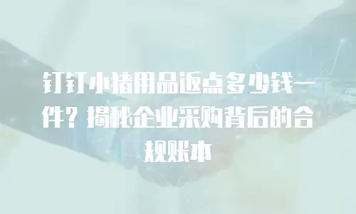 钉钉小猪用品返点多少钱一件？揭秘企业采购背后的合规账本