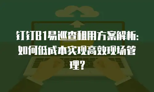 钉钉B1易巡查租用方案解析：如何低成本实现高效现场管理？
