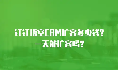 钉钉悟空CRM扩容多少钱？一天能扩容吗？