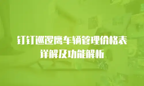 钉钉巡逻鹰车辆管理价格表详解及功能解析
