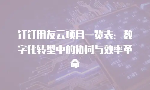 钉钉用友云项目一览表：数字化转型中的协同与效率革命