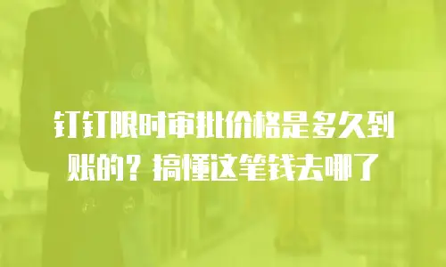 钉钉限时审批价格是多久到账的？搞懂这笔钱去哪了
