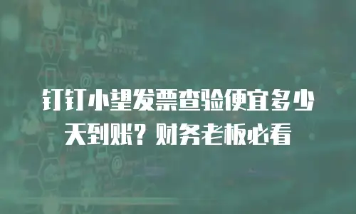 钉钉小望发票查验便宜多少天到账？财务老板必看