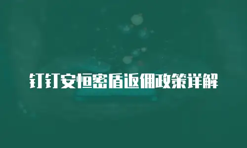 钉钉安恒密盾返佣政策详解