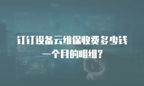 钉钉设备云维保收费多少钱一个月的明细？