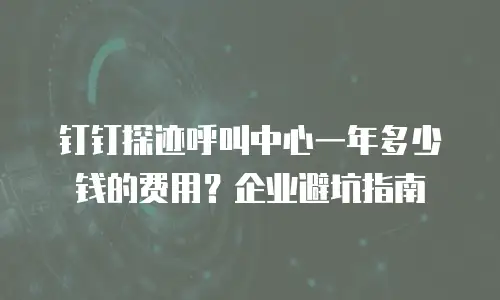 钉钉探迹呼叫中心一年多少钱的费用？企业避坑指南