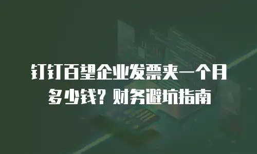 钉钉百望企业发票夹一个月多少钱？财务避坑指南
