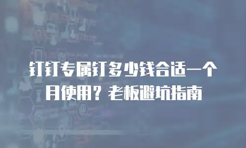 钉钉专属钉多少钱合适一个月使用？老板避坑指南