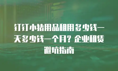 钉钉小猪用品租用多少钱一天多少钱一个月？企业租赁避坑指南