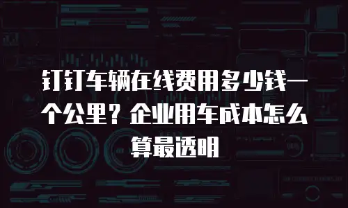 钉钉车辆在线费用多少钱一个公里？企业用车成本怎么算最透明