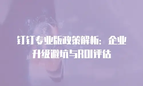 钉钉专业版政策解析：企业升级避坑与ROI评估