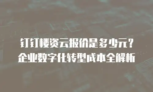 钉钉楼资云报价是多少元？企业数字化转型成本全解析