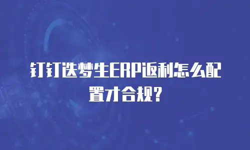 钉钉迭梦生ERP返利怎么配置才合规？