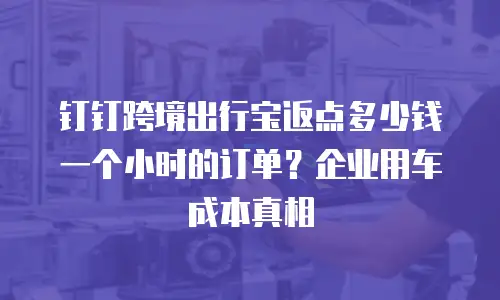 钉钉跨境出行宝返点多少钱一个小时的订单？企业用车成本真相
