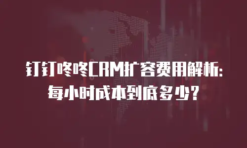 钉钉咚咚CRM扩容费用解析：每小时成本到底多少？