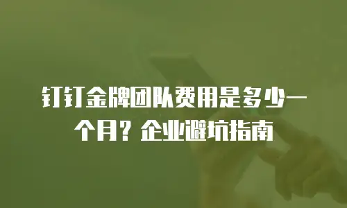 钉钉金牌团队费用是多少一个月？企业避坑指南