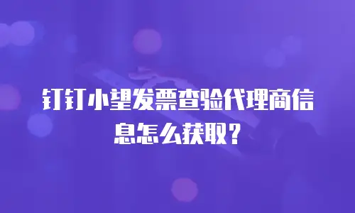 钉钉小望发票查验代理商信息怎么获取？