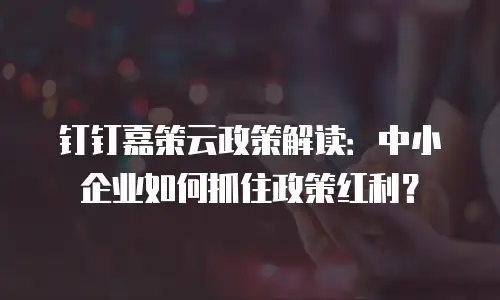 钉钉嘉策云政策解读：中小企业如何抓住政策红利？