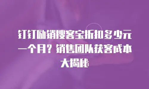 钉钉励销搜客宝折扣多少元一个月？销售团队获客成本大揭秘