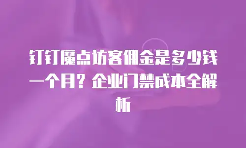 钉钉魔点访客佣金是多少钱一个月？企业门禁成本全解析